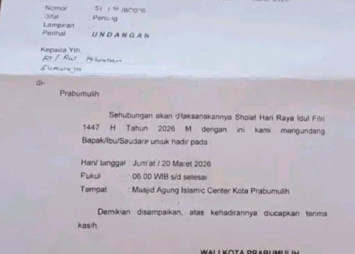 Undangan Shalat Idul Fitri di Prabumulih Sudah Beredar, Kemenag Prabumulih Imbau Tunggu Sidang Isbat