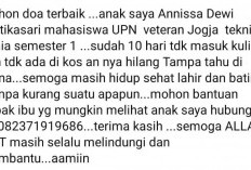 Mahasiswa UPN Yogya Asal Curup Bengkulu Alumni Sakatiga Ogan Ilir Dikabarkan Menghilang dari Kosan